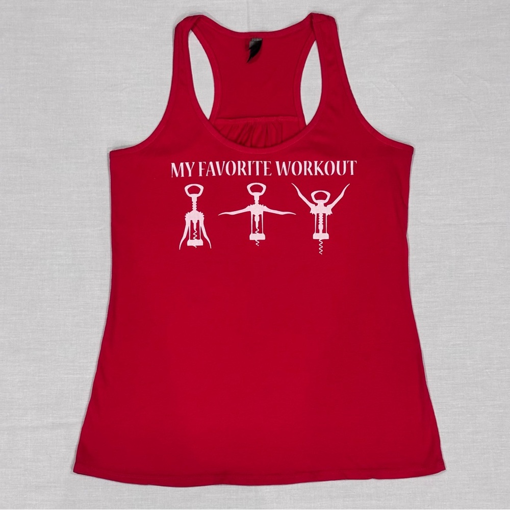 My Favorite Workout Wine Bottle Opener Funny Graphic Tank Top Women’s Medium